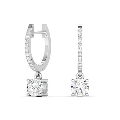 Sabrina 14K White Gold Round Lab Grown Diamond Drop Huggie Earrings (1 1/5 TCW)