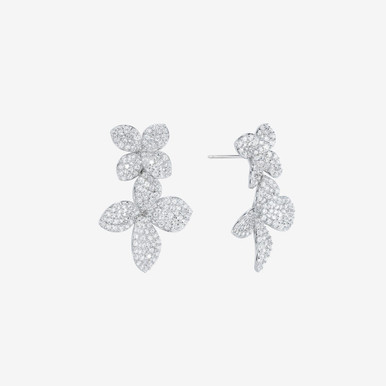 SHASHI Silver Pave Flower Drop Earrings
