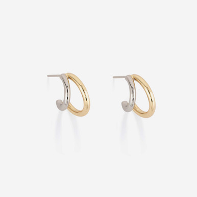 SHASHI Two-Tone Gemini Hoop Earrings