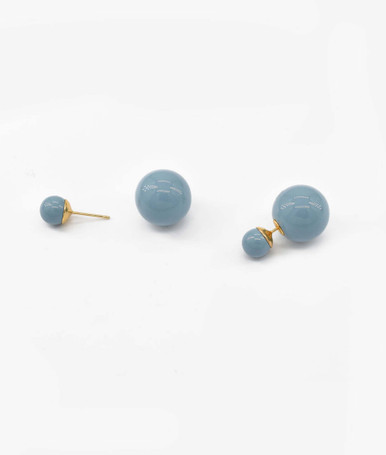 SHASHI French Blue Double Ball Stud Earrings
