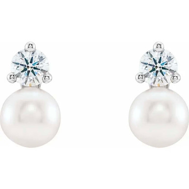 Cela 14K Gold Cultured Freshwater Pearl & Diamond Earrings (1/2 TCW)