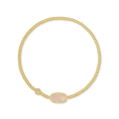 Kendra Scott Grayson Stretch Bracelet in Gold Rose Quartz