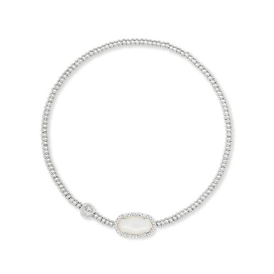 Kendra Scott Grayson Stretch Bracelet in Silver Ivory Mother of Pearl