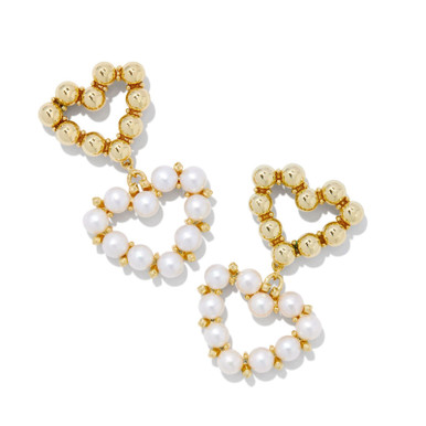 Kendra Scott Ashton Heart Drop Earrings in Gold Pearl