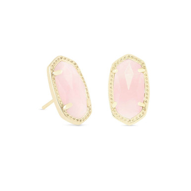 Kendra Scott Ellie Stud Earrings in Gold Rose Quartz