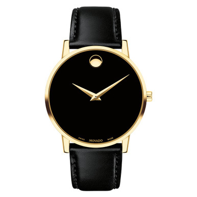 Movado 40MM Museum Classic Black Leather Men's Watch