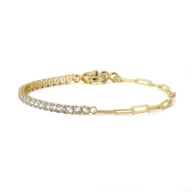 La Kaiser Indecisive 18K Yellow Gold Vermeil Paperclip Chain Tennis Bracelet