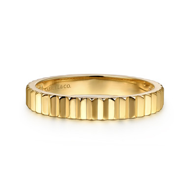 14K Gold Fluted Diamond-Cut Ring