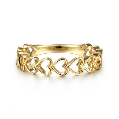 14K Gold Sideways Open Heart Ring