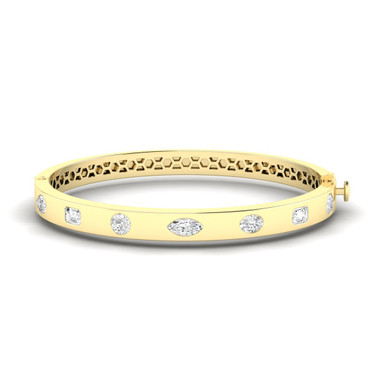Francesca 14K Yellow Gold Multi-Shape Lab Grown Diamond Inlay Bangle Bracelet (2 TCW)