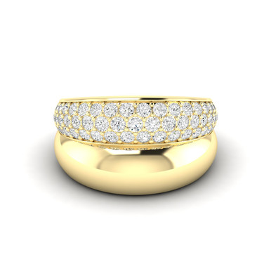 14K Yellow Gold Pave Diamond Double Cloud Dome Ring (1 1/5 TCW)