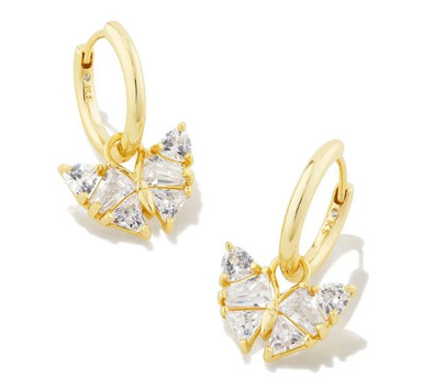 Kendra Scott Blair Butterfly Huggie Earrings in Gold White Crystal