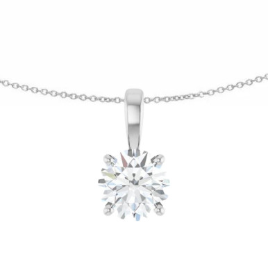 10K Gold Round Moissanite Solitaire Pendant Necklace