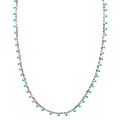 Kendra Scott Kelsey Strand Necklace in Silver Turquoise Enamel