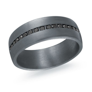 Luca Grey Tantalum Channel Set Black Diamond Wedding Ring (2/5 TCW)