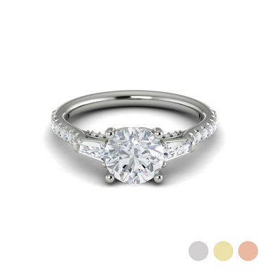 Justine Three Stone Hidden Halo Setting