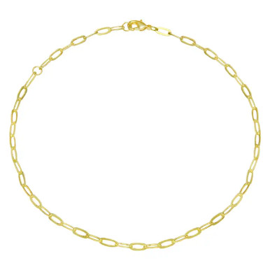 18K Yellow Gold Plated Paper Clip Chain Anklet