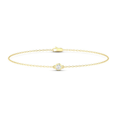 Gemma 14K Yellow Gold Round Solitaire Bezel Lab Grown Diamond Bracelet (1/10 TCW)