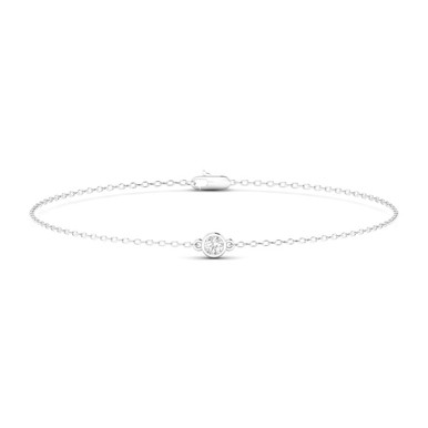 Gemma 14K White Gold Round Solitaire Bezel Lab Grown Diamond Bracelet (1/10 TCW)