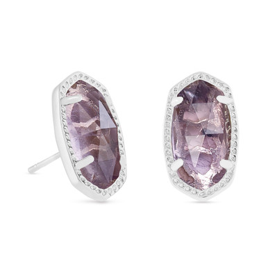 Kendra Scott Ellie Stud Earrings in Rhodium Purple Amethyst