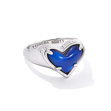 Kendra Scott Ari Heart Band Ring in Silver Mood Stone