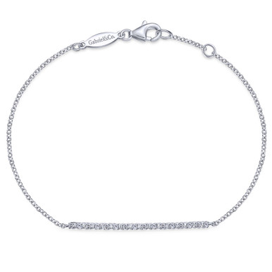 14K White Gold Diamond Bar Chain Bracelet (1/8 TCW) - 7.5"