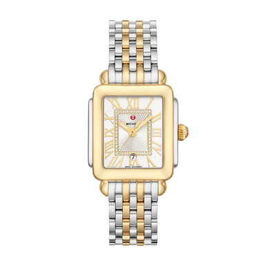 MICHELE 31MM Deco Madison Mid Two-Tone 18K Gold-Plated Diamond Dial Watch