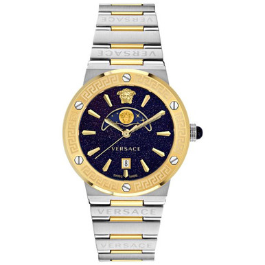 Versace Greca Logo Moon phase Two-Tone Women's Bracelet Watch