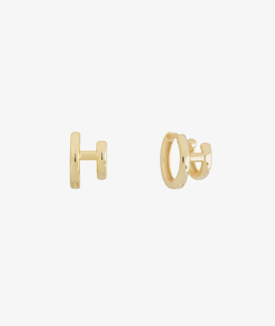 SHASHI Double Katerina Plain Huggie Earrings