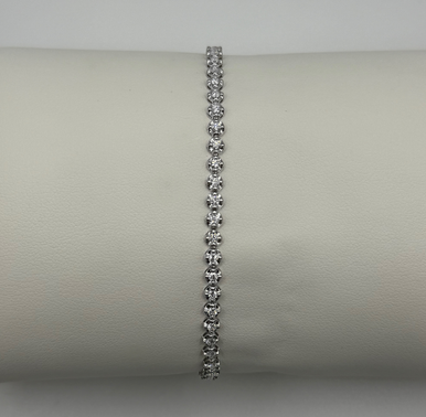 14k White Gold Extra Mini Cat Tennis Bracelet Lab Grown Diamond 6" Tennis Bracelet (.95 TCW)