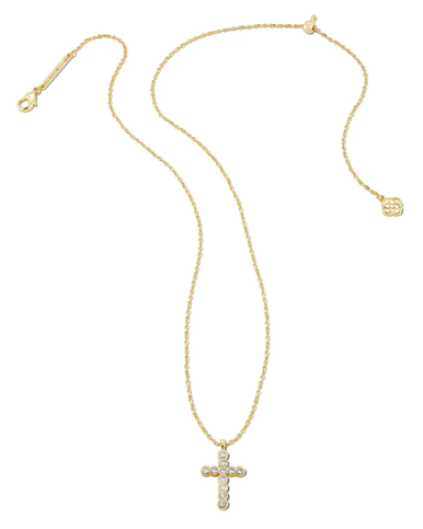 Kendra Scott Cross Pendant Necklace in White Crystal
