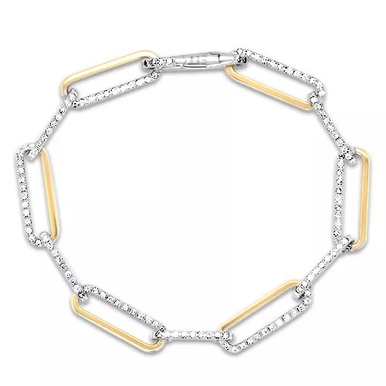 Danielle 14K Gold Diamond Two Tone Paper Clip Chain Bracelet (1 TCW)
