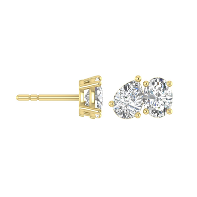 Toi Et Moi - Oval & Pear Stud Earrings 14k Yellow Gold (2 TCW)