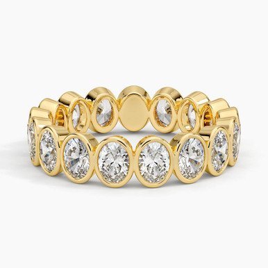 Kaia 14K Gold Bezel Set Eternity Oval Lab Gown Diamond Anniversary Ring (1 1/2 TCW)