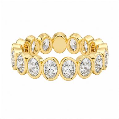 Kaia 14K Gold Bezel Set Eternity Oval Lab Gown Diamond Anniversary Ring (1 1/2 TCW)