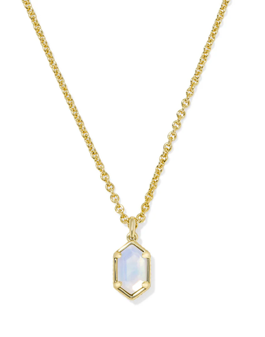 Kendra Scott Hallie Short Pendant Necklace - Gold Opalite Illusion
