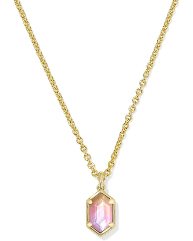 Kendra Scott Hallie Short Pendant Necklace - Gold Sunrise Watercolor Illusion
