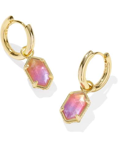 Kendra Scott Hallie Huggie Earrings Gold Sunrise Watercolor Illusion