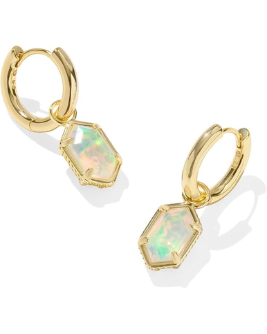Kendra Scott Hallie Huggie Earrings Gold Opalite Illusion