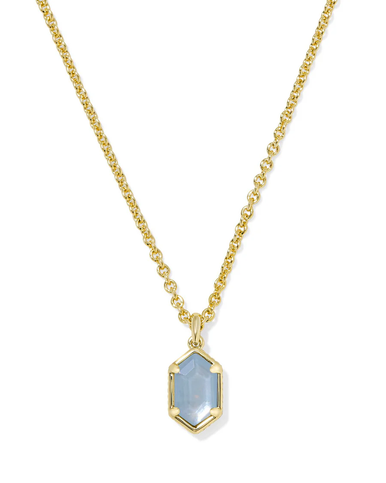 Kendra Scott Hallie Short Pendant Necklace - Gold Sky Blue MOP