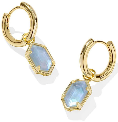 Kendra Scott Hallie Huggie Earrings Gold Sky Blue