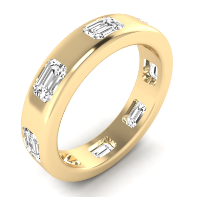 Brady 14K Yellow Gold Emerald Bezel Lab Grown Diamond Inlay Eternity Ring (2.50 TCW)