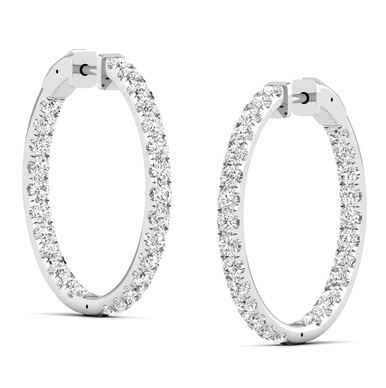 14K White Gold Diamond Lab Grown Diamond Hoop Earrings (3 TCW)