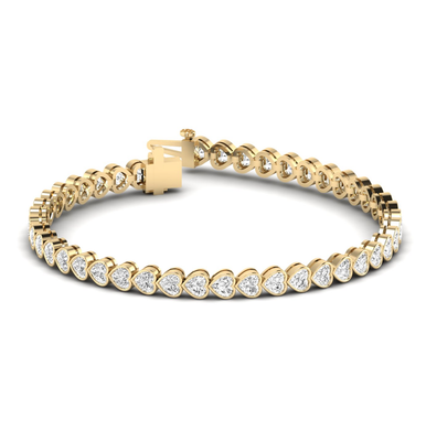 Dede 14K Yellow Gold Heart Lab Grown Diamond Bezel Tennis Bracelet (6 TCW)