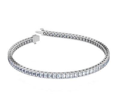 Harley 14K White Gold Emerald Lab Grown Diamond Tennis Bracelet (6.50 TCW)