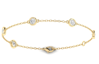 Dottie 14K Yellow Gold Round Bezel Lab Grown Diamond Station Bracelet (.50 TCW)