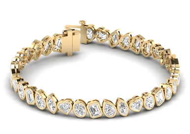 Francesca 14K Yellow Gold Multi Shape Lab Grown Diamond Bezel Tennis Bracelet (7 TCW)