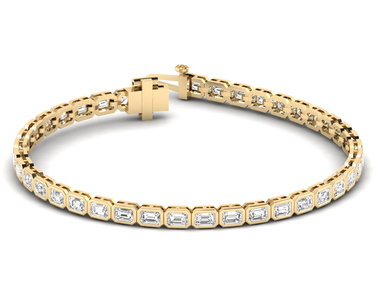 Sia 14K Yellow Gold East to West Emerald Lab Grown Diamond Bezel Tennis Bracelet (6 TCW)