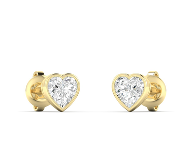 Dede 14K Yellow Gold Heart Lab Grown Diamond Bezel Stud Earrings (.50 TCW)