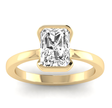 Half Bezel 14K Yellow Gold Radiant Lab Grown Diamond Solitaire Engagement Ring (2 TCW)